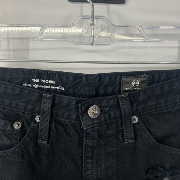 AG Adriano Goldschmied The Phoebe Vintage High Waisted Tapered Leg Jeans Black - Picture 3 of 7